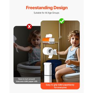 Portarotolo Premium 3-in-1 Autoportante con Mensola in Metallo, Contiene 4 Mega Rotoli, Design con Base Rialzata per Facile Accesso - Product Image 2