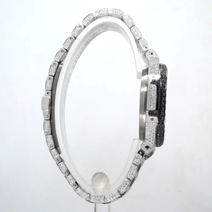 Reloj de Lujo Midnight Royale Iced Black Diamond Bezel, Edición Limitada, Estilo Hip Hop, Esfera Morada Sunburst, Movimiento Mecánico Automático - Product Image 4