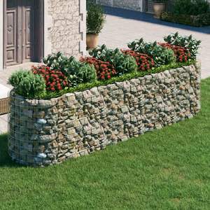 Macetas y jardineras extra grandes y duraderas de hierro galvanizado plateado tipo gabion. - Product Image 1