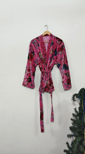 Robe kimono longue en coton à imprimé animalier et floral, col en V, manches longues, style bohème, pour la plage, tenue décontractée de villégiature, pour femme, été et printemps - Product Image 6