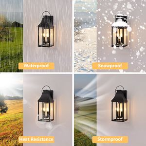 Lampada da Parete Moderna Nera per Esterni a 2 Luci, Applique da Esterno per Portico e Illuminazione Esterna, Lanterna da Parete con Montaggio a Muro - Product Image 5