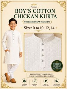 <b>Boys</b> Cotton Chikan <b>Kurta</b> Pajama Set Hand Embroidered Ethnic Festive Wear Kids Indian Clothing 0-10 Years Wholesale - Product Image 2