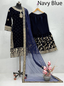 New Designer Traditional Indian Ethnic Party Dress Heavy Embroidery <b>Sequin</b> Work Reversible <b>Top</b> Dupatta Fully Stitched Midi - Product Image 3