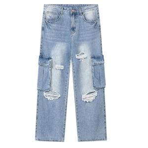 Jean cargo baggy délavé à l'acide pour homme, coupe droite, confortable, grande taille, style tendance, le plus vendu, fabriqué au Pakistan - Product Image 1