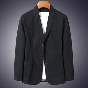Blazer para Hombre, Estilo Casual de Negocios, Color Sólido, Corte Entallado, Chaqueta Coreana de Algodón para Hombre de Mediana Edad, Talla Grande, Blazer Holgado - Product Image 2