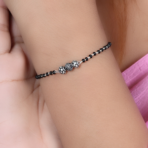 925 Silver Black Glass <b>Beads</b> <b>Bracelet</b> for Women Wholesale Online Handmade Daily Wear Bloomian Jewelry Engagement Gift Bulk Her - Product Image 2