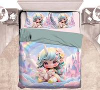 Juego de Sábanas de Microfibra con Estampado de Dibujos Animados para Niños, Personalizable, Moderno, con Fundas de Almohada, Diseño de Animación en 3D, 300 Hilos, Duradero y Resistente a la Decoloración