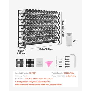 Set Completo da 72 Pezzi per Organizzazione Cucina: Barattoli Vuoti per Spezie con Coperchi, Imbuto e Etichette per Spezie, Organizzatore per Armadietto e Stagionati - Product Image 6
