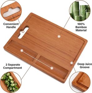 Planche à découper en bambou personnalisée avec 4 compartiments pour servir le fromage, la charcuterie, les produits de boucherie, compatible lave-vaisselle - Product Image 3