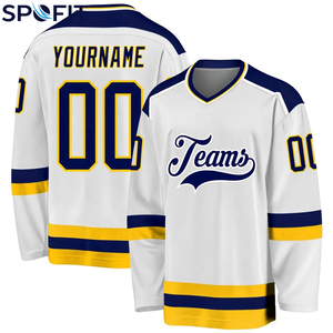 Maillots de hockey sur glace personnalisés avec logo imprimé, haute qualité, 100% polyester, unisexe, vêtements d'équipe, manches longues - Product Image 1