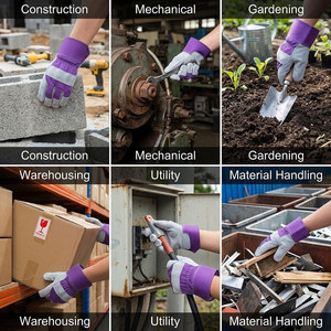 Gants de travail robustes en cuir de vachette pleine fleur de haute qualité avec dos en toile et manchette de sécurité pour la construction et le jardinage - Product Image 5