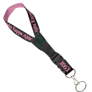AKA Black & Pink Breakaway <b>Lanyard</b> with Detachable Buckle ID Badge Key Holder Neck Strap Black Pink Green <b>Polyester</b> <b>Lanyard</b> - Product Image 5