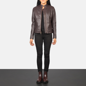 Chaqueta de Tweed Personalizada para Motocicleta, Otoño-Invierno, con Cierre, Impermeable, Cortavientos, para Mujer, de Cuero PU, Corte Holgado, con Forro de Piel Sintética - Product Image 1