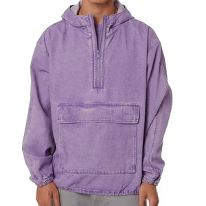 Sweat à capuche en denim 100 % coton à manches longues personnalisé pour hommes – Vente en gros, haute qualité, pour l'hiver, délavé à l'acide, couleur unie - Product Image 1