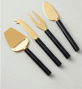 High Quality <b>Cheese</b> <b>Knife</b> <b>Set</b> With Gold Finished And Black Handles Elegant Durable Perfect For Home Kitchen Dining Use - Product Image 1