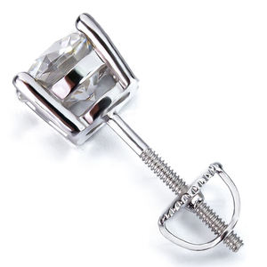 AMBER JEWELS 925 <b>Silver</b> Moissanite Brilliant Cut <b>Stud</b> <b>Earrings</b> Claw Setting Unisex Trendy Wedding Fine Jewelry <b>Silver</b> Plated GRA - Product Image 2