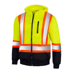 Chaqueta de Trabajo Impermeable de Alta Visibilidad con Cremallera Reflectante, Sudadera con Capucha de Seguridad, Uniforme de Manga Larga para Tráfico Vial - Product Image 4