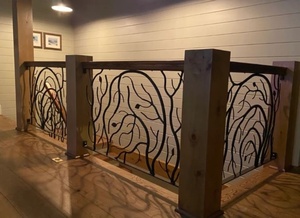 Barandilla de Escalera de Hierro Forjado de Estilo Moderno, Montada en la Pared, con Diseño de Rama de Árbol Resistente al Óxido, Tamaño Personalizable, Antirrobo; Fácil de Instalar - Product Image 5