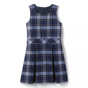 Vestido Escolar Sin Mangas a Cuadros para Niñas con Cintura con Botones, Uniforme Escolar Primario, Tela Tejida - Product Image 3