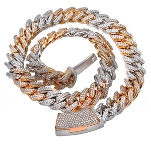 สร้อยคอแบบ Cuban Link ชุบทอง 18 มม. ยาว 26 นิ้ว สไตล์ฮิปฮอป ประดับเพชร VVS Moissanite ตัวล็อคหรูหรา ทำจากเงินแท้ เหมาะสำหรับทั้งผู้ชายและผู้หญิง - Product Image 1