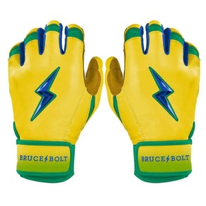 Wholesale Custom Made Design Bruce <b>Bolt</b> Black Leather Durable Breathable Batting Gloves Padded <b>Hook</b> Loop Closure Unisex Adult - Product Image 6
