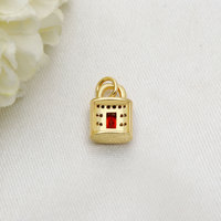 Pendentif breloque en forme de cadenas plaqué or, avec micro-pavé de pierres rectangulaires en zircon cubique coloré, bijoux en argent, pour cadeau, vente en gros