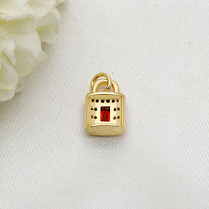 Pendentif breloque en forme de cadenas plaqué or, avec micro-pavé de pierres rectangulaires en zircon cubique coloré, bijoux en argent, pour cadeau, vente en gros - Product Image 3