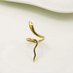 Snake Shape Gold Plated Brass <b>Ring</b> Bohemian Style Unisex Fashion Jewelry Daily Wear - Product Image 1