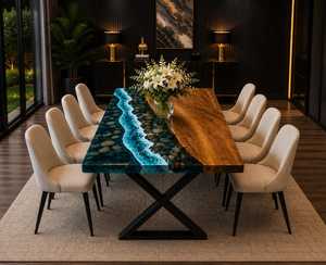 Eco Friendly Solid Wood <b>Epoxy</b> <b>Resin</b> River Coffee <b>Table</b> Handmade Live Edge Custom Modern Luxury Home Furniture - Product Image 5