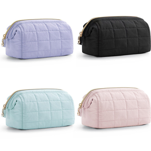 Floral Cotton Quilting Cosmetic Bags Organic Cotton Makeup Zipper Bag High Quality Cotton Travel Makeup Bag - Product Image 1