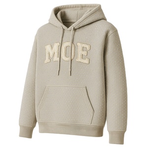 เสื้อฮู้ดผ้ากำมะหยี่ลายตัวอักษรพร้อมเสื้อสวมหัวผ้าฟลีซผ้าฝ้ายหนาประดับพลอยเทียมทั้งหมดสำหรับฤดูหนาวของผู้ชาย - Product Image 2