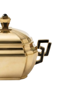 Soupières en métal de style moderne avec finition dorée, couvercle gravé, vaisselle sur mesure, best-seller - Product Image 4