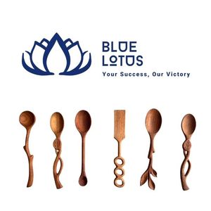 Cuillères en bois écologiques de haute qualité, lot de 7, 5,8 pouces, mini-cuillères pour miel, confiture, condiments, lavage à la main uniquement, ustensiles de cuisine - Product Image 1