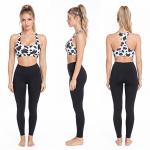 Women Animal Print High Support Breathable Eco-Friendly Sports <b>Bra</b> <b>Racerback</b> Crop Top Front Logo Polyester Cotton Sportswear - Product Image 5