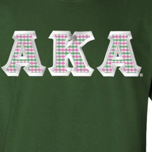 Camiseta AKA Personalizada de Sarga Verde y Rosa con Parche de Letras AKA Bordado, Unisex, Manga Corta, a la Moda - Product Image 6
