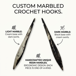 Luxury Black and White Marble Resin Crochet Hook Handcrafted Ergonomic Crochet <b>Needle</b> for Professional Knitting <b>Yarn</b> Craft - Product Image 6
