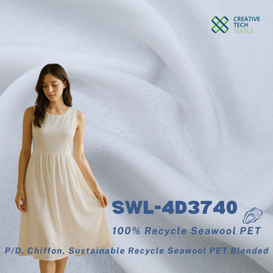 Tela de Satén de Poliéster con Lana de Mar Reciclada al 100%, Ligera, con Textura Orgánica, Modelo SWL-4D3740, para Vestidos - Product Image 2