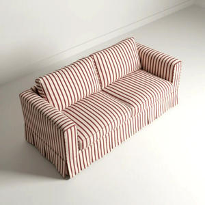 Sofá Moderno Clásico de Estilo Rústico Francés con Tapicería a Rayas, Sofá de 3 Plazas con Funda Ajustable y Patrón de Rayas Rojas y Blancas - Product Image 5