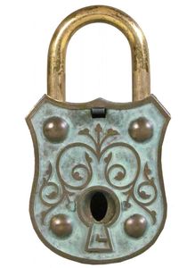 Antique Gold Brass <b>Padlock</b> Eco Friendly Powder Coated Durable Security Door Lock Custom Size Available - Product Image 3