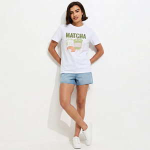 New Arrival Women's White Cotton Print Relaxed Fit T-Shirt High Demand Women's Short Sleeves Crew Neck Shirts Women's T-Shirts - Product Image 2