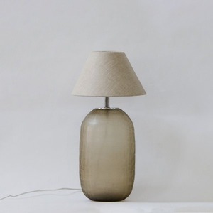 Minimalist Glass <b>Table</b> <b>Lamp</b> With Beige Shade Unique Design Decorative Lighting Fixture - Product Image 3