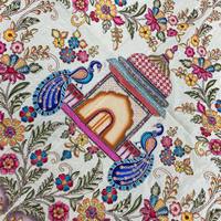 Sari de Seda Brocada con Bordado Zari, Diseño Floral con Elefantes, para Mujeres y Niñas, Ideal para Bodas y Diwali