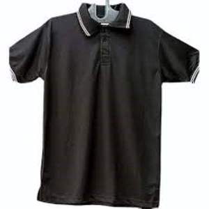 Polo de Manga Corta Negro para Hombre con Ribete en Contraste, Corte Regular, Informal, de Algodón Piqué - Product Image 1