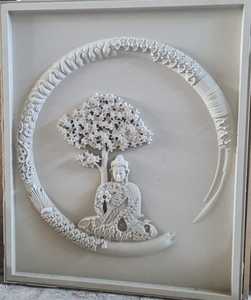 Relief mural 3D en pierre naturelle sculpté CNC, visage de Bouddha au design traditionnel, finition polie, pour décoration intérieure et extérieure, salon. - Product Image 2