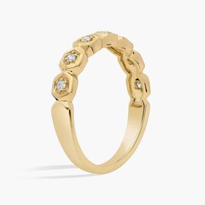 14K Yellow Gold Hexagon Round Lab Grown Diamond Women's Anniversary Luxury Band <b>Ring</b> - Product Image 6