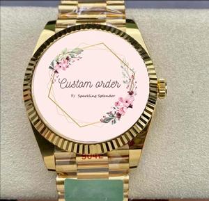 Montre analogique à quartz de luxe en acier inoxydable plaqué jaune, étanche, pour hommes et femmes, cadran rond, usage quotidien, élégante - Product Image 1