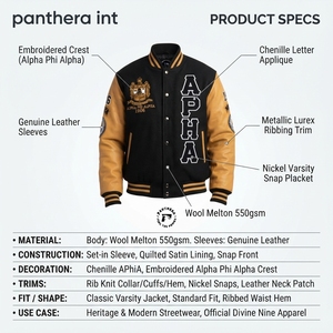 Blouson universitaire en laine métonnée épaisse avec manches en cuir véritable, appliqué en chenille, personnalisable OEM, vêtement d'extérieur pour fraternité - Product Image 5