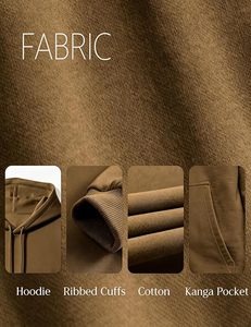 Sweat à capuche décontracté pour homme, en molleton doublé, en coton/polyester respirant, manches longues, couleur unie, idéal pour l'hiver - Product Image 6