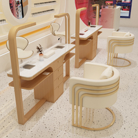 Ensemble de table de manucure de luxe avec chaise, poste de travail pour ongles avec collecteur de poussière, lampe et tiroirs pour salon de beauté