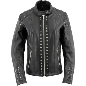 Chaqueta de Motociclista Clásica de Cuero y Textil para Mujer SAMROZ SPORTS - Uso Durante Todo el Año - Product Image 1